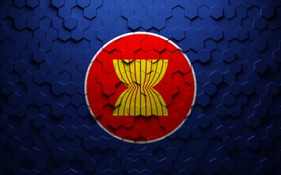 Flag of Association of Southeast Asian Nations, honeycomb art, Association of Southeast Asian Nations hexagons flag, Association of Southeast Asian Nations flag