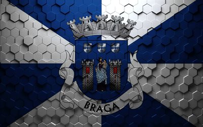 Flag of Braga, honeycomb art, Braga hexagons flag, Braga 3d hexagons art, Braga flag