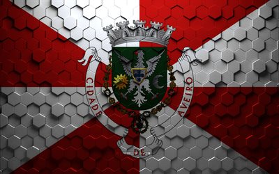 Flag of Aveiro District, honeycomb art, Aveiro District hexagons flag, Aveiro District 3d hexagons art, Aveiro District flag