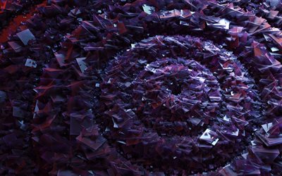 3d lila glasbakgrund, 3d glasv&#229;gor, 3d lila cirklar bakgrund, 3d glasbakgrund, v&#229;gor bakgrund, lila 3d bakgrund, 3d trasigt glasbakgrund