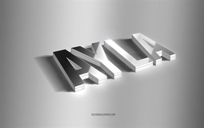 ayla, silberne 3d-kunst, grauer hintergrund, tapeten mit namen, ayla-name, ayla-gru&#223;karte, 3d-kunst, bild mit ayla-namen