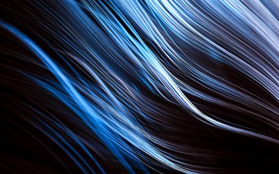 siniset abstraktit aallot, 4k, 3d-taide, sininen aaltoileva tausta, abstrakti aallot, aaltoilevat taustat, luova, tausta aalloilla