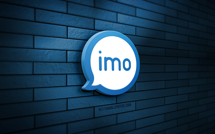 logotipo 3d de la omi, 4k, pared de ladrillo azul, creativo, mensajeros, logotipo de la omi, arte 3d, omi