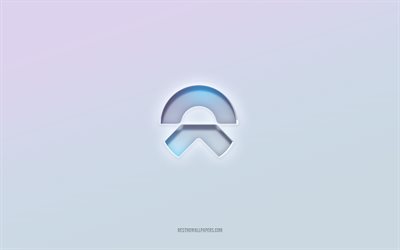 NIO logo, cut out 3d text, white background, NIO 3d logo, NIO emblem, NIO, embossed logo, NIO 3d emblem