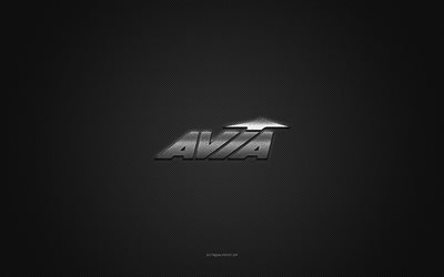 Avia logo, silver shiny logo, Avia metal emblem, gray carbon fiber texture, Avia, brands, creative art, Avia emblem