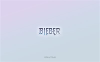 Justin Bieber logo, cut out 3d text, white background, Justin Bieber 3d logo, Justin Bieber emblem, Justin Bieber, embossed logo, Justin Bieber 3d emblem