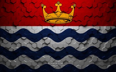 Flag of Greater London, honeycomb art, Greater London hexagons flag, Greater London 3d hexagons art, Greater London flag
