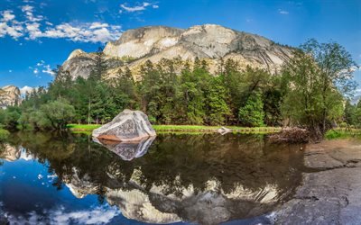 Mirror Lake, Am&#233;rica, montanhas, O Parque Nacional De Yosemite, EUA