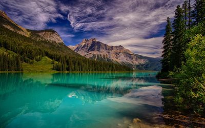 Emerald Lake, Lago Di Montagna, Montagne Rocciose, Canada, Columbia Britannica, Yoho National Park
