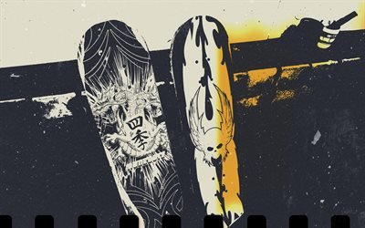 grunge, planches &#224; roulettes, skull, art