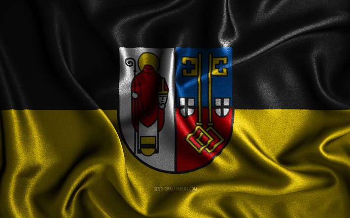 Drapeau de Krefeld, 4k, drapeaux ondul&#233;s en soie, villes allemandes, drapeaux en tissu, Jour de Krefeld, art 3D, Krefeld, Europe, villes d&#39;Allemagne, drapeau 3D de Krefeld, Allemagne