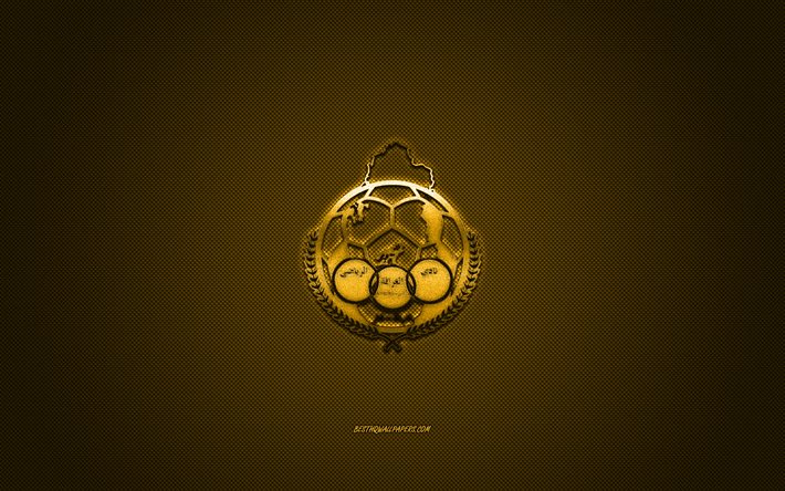 Al-Gharafa SC, Qatar football club, QSL, yellow logo, yellow carbon fiber background, Qatar Stars League, football, Al Rayyan, Qatar, Al-Gharafa SC logo
