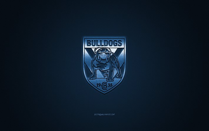 canterbury-bankstown bulldogs, australian rugby club, nrl, blaues logo, blauer kohlefaserhintergrund, national rugby league, rugby, sydney, australien, canterbury-bankstown bulldogs logodog