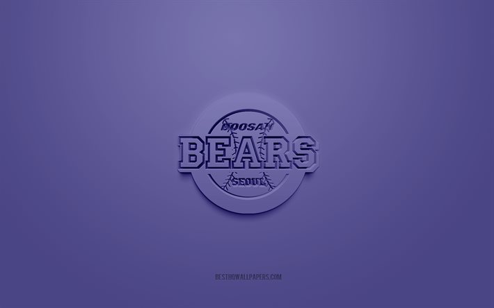 Doosan Bears, luova 3D-logo, keltainen tausta, KBO-liiga, 3d-tunnus, Etel&#228;-Korean baseball-kerho, Soul, Etel&#228;-Korea, 3d-taide, baseball, Doosan Bears 3D-logo