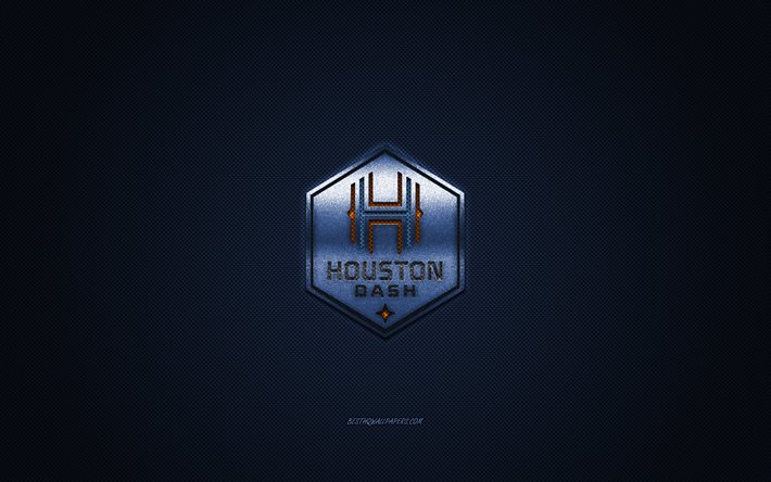 Houston Dash, American soccer club, NWSL, blue logo, blue carbon fiber background, National Womens Soccer League, football, Texas, USA, Houston Dash logo