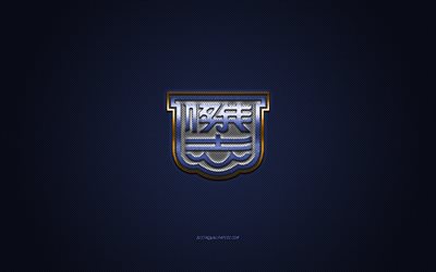Kitchee SC, club de football de Hong Kong, logo blanc, fond bleu en fibre de carbone, Hong Kong Premier League, football, Hong Kong, logo Kitchee SC