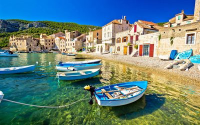 Komiza, Vis island, coast, resorts of Croatia, Adriatic Sea, summer, tourism, Croatia