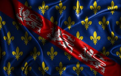 Bandiera delle Marche, 4k, bandiere ondulate di seta, province francesi, bandiere in tessuto, Giornata delle Marche, 3D arte, La Marche, Europa, Province della Francia, La Marche 3D bandiera, Francia