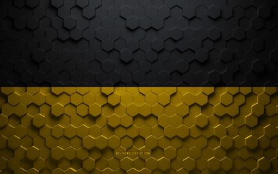 Drapeau du Bade-Wurtemberg, art en nid d&#39;abeille, drapeau des hexagones du Bade-Wurtemberg, Bade-Wurtemberg, art des hexagones 3d, drapeau du Bade-Wurtemberg