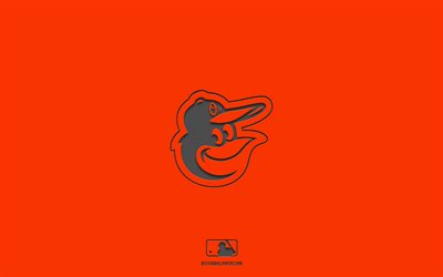 Baltimore Orioles, orange background, American baseball team, Baltimore Orioles emblem, MLB, Maryland, USA, baseball, Baltimore Orioles logo
