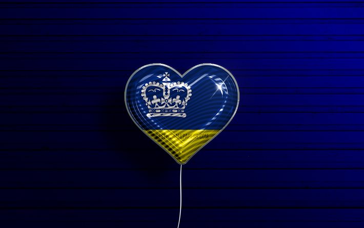 I Love Regina, 4k, realistic balloons, blue wooden background, canadian cities, flag of Regina, Canada, balloon with flag, Regina flag, Regina, Day of Regina
