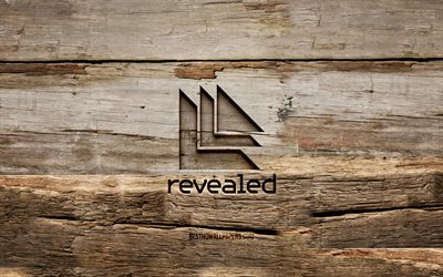 RevealedRecordingsの木製ロゴ, 4k, 木製の背景, お, RevealedRecordingsのロゴ, creative クリエイティブ, 木彫り, 明らかにされた録音