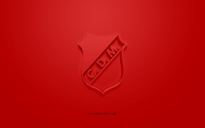 Deportivo Maipu, kreativ 3D-logotyp, r&#246;d bakgrund, argentinsk fotbollslag, Primera B Nacional, Maipu, Argentina, 3d-konst, fotboll, Deportivo Maipu 3d-logotyp