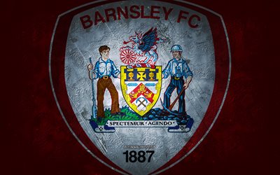 Barnsley FC, engelska fotbollslag, r&#246;d bakgrund, Barnsley FC logotyp, grunge konst, EFL Championship, Barnsley, fotboll, England, Barnsley FC emblem