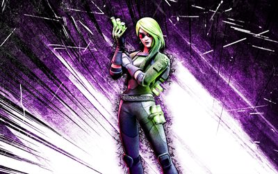 4k, Remedy Toxic, art grunge, Fortnite Battle Royale, personnages Fortnite, Remedy Toxic Skin, rayons abstraits violets, Fortnite, Remedy Toxic Fortnite