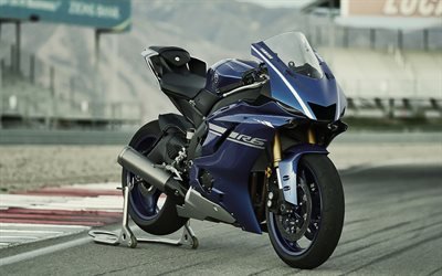 Yamaha YZF-R6, 2017, 4k, Sports motorcycle, blue YZF-R6, Japanese motorcycles, Yamaha