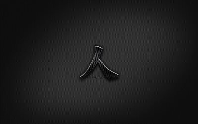 person, japanische schriftzeichen, metall-hieroglyphen, kanji, japanische symbol f&#252;r person, schwarz, zeichen, kanji-symbol, metall, hintergrund, person japanische hieroglyphe