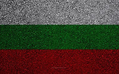 Bandeira da Bulg&#225;ria, a textura do asfalto, sinalizador no asfalto, Bulg&#225;ria bandeira, Europa, Bulg&#225;ria, bandeiras de pa&#237;ses europeus