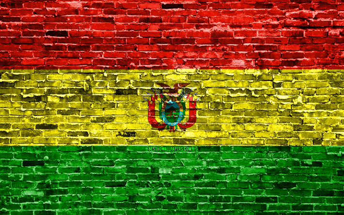 4k, drapeau Bolivien, les briques de la texture, de l&#39;Am&#233;rique du Sud, symbole national, le Drapeau de la Bolivie, brickwall, la Bolivie 3D drapeau, pays d&#39;Am&#233;rique du Sud, Bolivie