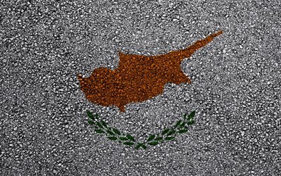 Bandeira do Chipre, a textura do asfalto, sinalizador no asfalto, Chipre bandeira, Europa, Chipre, bandeiras de pa&#237;ses europeus