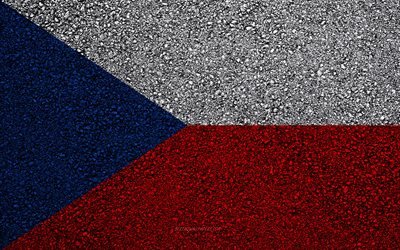 Flagga tjeckien, asfalt konsistens, flaggan p&#229; asfalt, Tjeckiska flaggan, Europa, Tjeckiska Republiken, flaggor f&#246;r europeiska l&#228;nder
