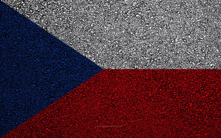 flagge von tschechische republik, asphalt textur, die flagge auf asphalt, tschechische republik-flagge, europa, tschechische republik, flaggen der europ&#228;ischen l&#228;nder