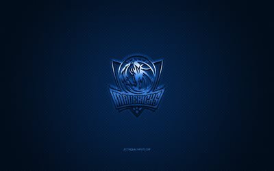 Dallas Mavericks, American basketball club, NBA, sininen logo, sininen hiilikuitu tausta, koripallo, Dallas, Texas, USA, National Basketball Association, Dallas Mavericksin logo