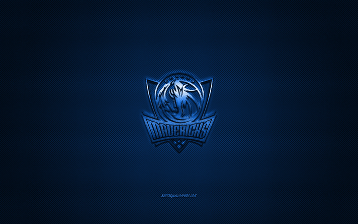 Dallas Mavericks, American basketball club, NBA, blue logo, blue carbon fiber background, basketball, Dallas, Texas, USA, National Basketball Association, Dallas Mavericks logo