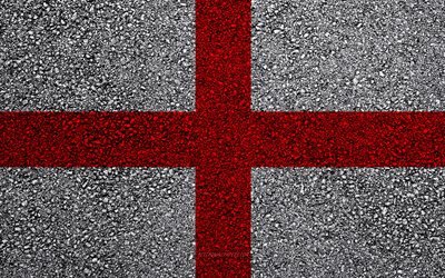 Flag of England, asphalt texture, flag on asphalt, England flag, Europe, England, flags of european countries