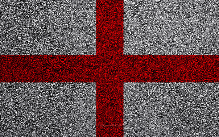 Bandeira da Inglaterra, a textura do asfalto, sinalizador no asfalto, Bandeira de inglaterra, Europa, Inglaterra, bandeiras de pa&#237;ses europeus