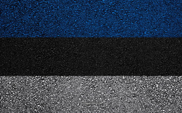 Avrupa &#252;lkeleri Estonya bayrağı, asfalt doku, asfalt bayrağı, Estonya bayrağı, Avrupa, Estonya, bayraklar