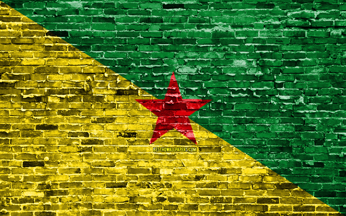 4k, Guyane fran&#231;aise, drapeau, les briques de la texture, de l&#39;Am&#233;rique du Sud, symbole national, le Drapeau de la Guyane fran&#231;aise, brickwall, Guyane fran&#231;aise 3D drapeau, pays d&#39;Am&#233;rique du Sud