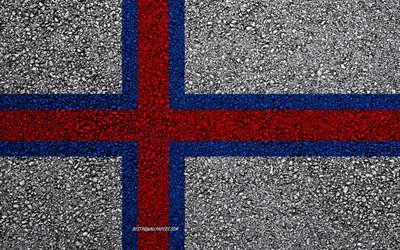 Bandeira das Ilhas Faro&#233;, a textura do asfalto, sinalizador no asfalto, Ilhas faro&#233; bandeira, Europa, Ilhas Faro&#233;, bandeiras de pa&#237;ses europeus