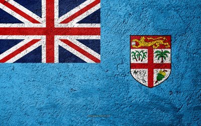 Taş &#252;zerinde Fiji bayrağı, beton doku, taş, arka plan, Fiji bayrağı, Okyanusya, Fiji, bayraklar