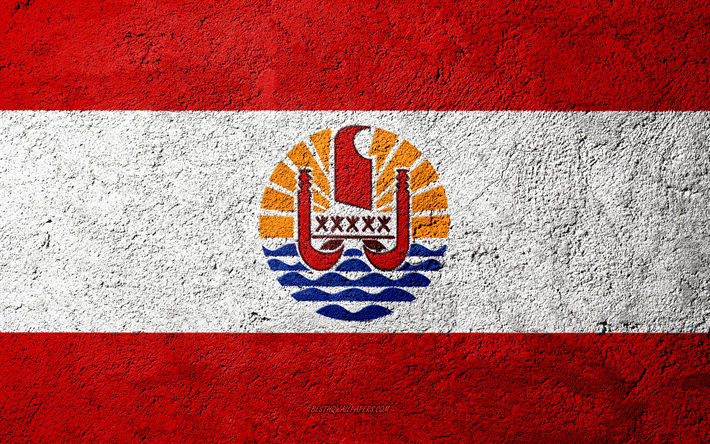 flagge von franz&#246;sisch-polynesien, beton, textur, stein, hintergrund, franz&#246;sisch-polynesien flagge, ozeanien, franz&#246;sisch-polynesien, flaggen auf stein