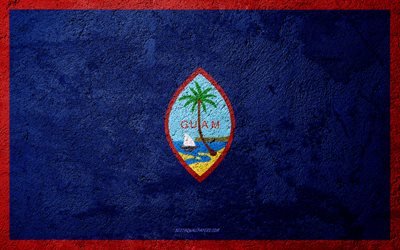 Taş &#252;zerinde Guam bayrağı, beton doku, taş, arka plan, Guam bayrağı, Okyanusya, Guam, bayraklar