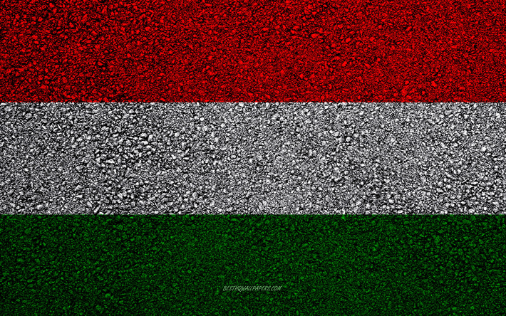 Avrupa &#252;lkeleri Macaristan bayrağı, asfalt doku, asfalt bayrağı, Macaristan bayrağı, Avrupa, Macaristan, bayraklar