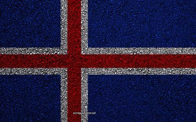 Bandiera dell&#39;Islanda, asfalto, trama, bandiera su asfalto, Islanda, bandiera, Europa, le bandiere dei paesi europei