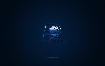 Indiana Pacers, Americano de basquete clube, NBA, azul do logotipo, azul de fibra de carbono de fundo, basquete, Indianapolis, Indiana, EUA, Associa&#231;&#227;o Nacional De Basquete, Indiana Pacers logotipo