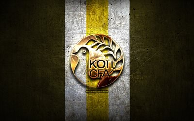 Chipre Equipa Nacional De Futebol, ouro logotipo, Europa, A UEFA, metal amarelo de fundo, Cipriota time de futebol, futebol, CFA logotipo, Chipre